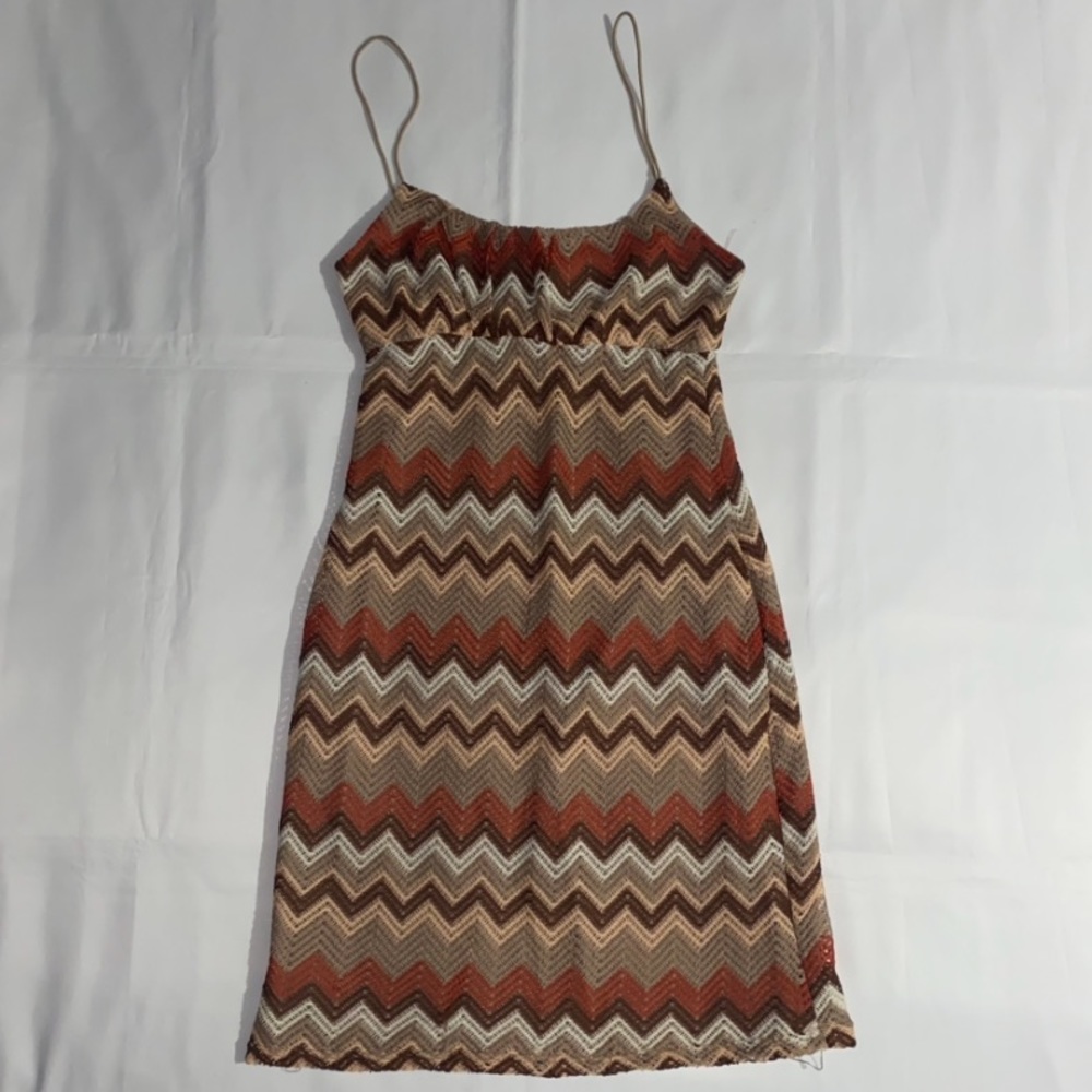 Ultra Flirt Chevron Patterned Knitted Cami Mini Dress - Picture 1 of 14